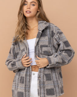 Gray Plaid Flannel Shacket