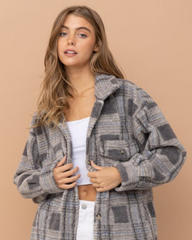 Gray Plaid Flannel Shacket