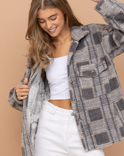 Gray Plaid Flannel Shacket