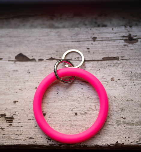 Silicone Key Ring - Neon Pink