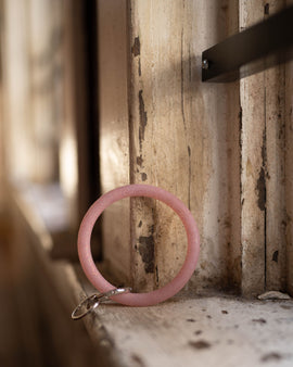 Silicone Key Ring- Light Pink Glitter