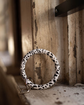 Silicone Key Ring- Black and White Leopard