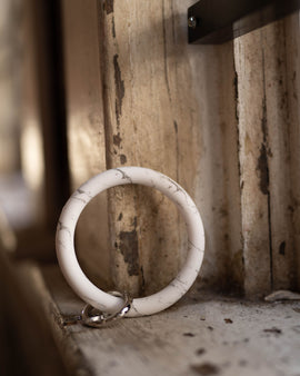 Silicone Key Ring- White Marble