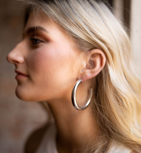 Think Big Hoop Earring -Silver