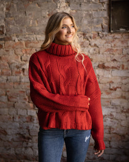 Cozy Chunky Sweater- Cranberry