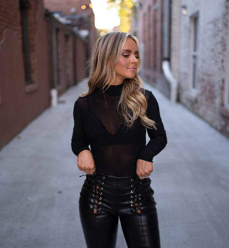 Black Lace up Faux Leather Pants – Unparalleled Boutique