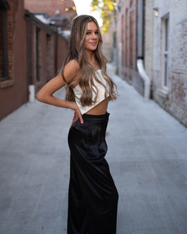 Too Glam Silk Pants -Black