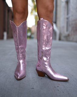 Metallic Pink Tall Cowgirl Boots