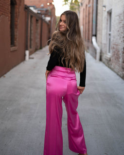 Too Glam Silk Pants - Fuchsia