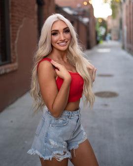 Red Scoop Crop Top