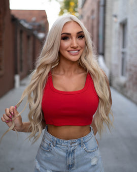 Red Scoop Crop Top