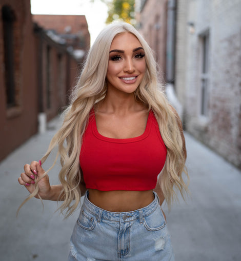 Red Scoop Crop Top